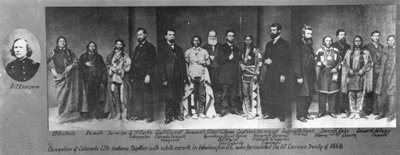 Delegation of Colorado Ute Indians together with white escorts in Washington, D.C., who formulated the Kit Carson Treaty, 1868 by American Photographer